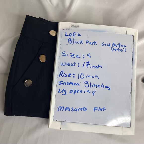 Loft Women’s Black Pants | Nautical Gold Buttons | Size 8 - Picture 2 of 8